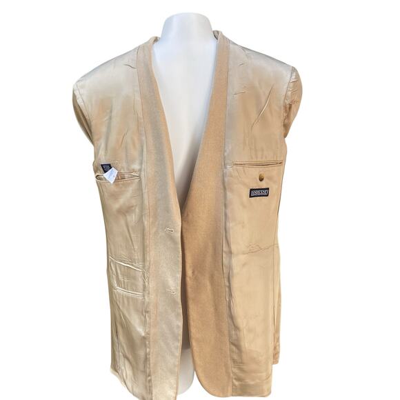 Lands End Blazer 40L Beige Silk Wool Blend Two Button Neutral Preppy Academia - Picture 9 of 16